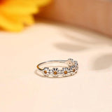 925 Silver Daisy Ring 18K Plated CZ Statement Wedding Ring