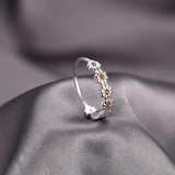 925 Silver Daisy Ring 18K Plated CZ Statement Wedding Ring