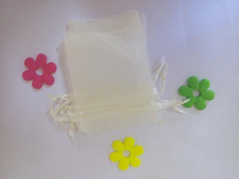 Beige Organza Bag Drawstring Jewelry Tea Gift Candy Pouch Yarn 30pcs