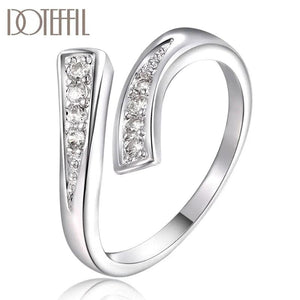 925 Silver Zircon Opening Ring for Women Wedding