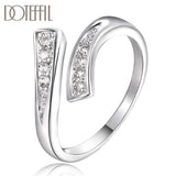 925 Silver Zircon Opening Ring for Women Wedding