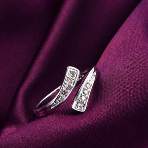 925 Silver Zircon Opening Ring for Women Wedding