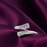 925 Silver Zircon Opening Ring for Women Wedding
