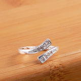 925 Silver Zircon Opening Ring for Women Wedding