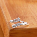 925 Silver Zircon Opening Ring for Women Wedding