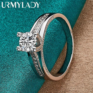 925 Silver Zircon Ring Women Wedding Party Charm Jewelry