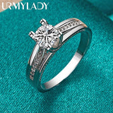 925 Silver Zircon Ring Women Wedding Party Charm Jewelry