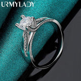 925 Silver Zircon Ring Women Wedding Party Charm Jewelry