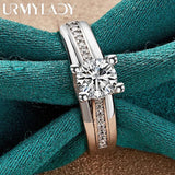 925 Silver Zircon Ring Women Wedding Party Charm Jewelry