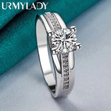 925 Silver Zircon Ring Women Wedding Party Charm Jewelry