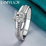 925 Silver Zircon Ring Women Wedding Party Charm Jewelry