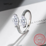 Real 925 Silver D Moissanite Rings Adjustable Ring Women Wedding