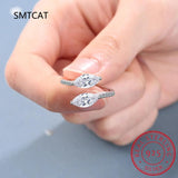 Real 925 Silver D Moissanite Rings Adjustable Ring Women Wedding