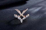 Delicate Double Layer V-shape Moissanite Ring Sterling Silver