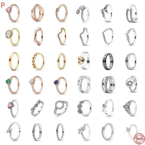 Double Layer Heart Zircon Rings For Women European Heart Crystal Finger Ring