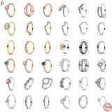 Double Layer Heart Zircon Rings For Women European Heart Crystal Finger Ring