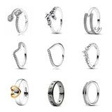 Double Layer Heart Zircon Rings For Women European Heart Crystal Finger Ring