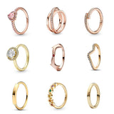 Double Layer Heart Zircon Rings For Women European Heart Crystal Finger Ring