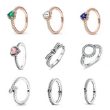 Double Layer Heart Zircon Rings For Women European Heart Crystal Finger Ring