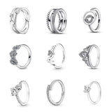 Double Layer Heart Zircon Rings For Women European Heart Crystal Finger Ring