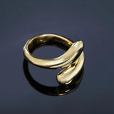 925 Silver Water Drop Opening Ring Women Wedding Engagement Party Charm