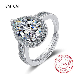 925 Silver Ring Water Drop Moissanite Citrine Engagement Jewelry