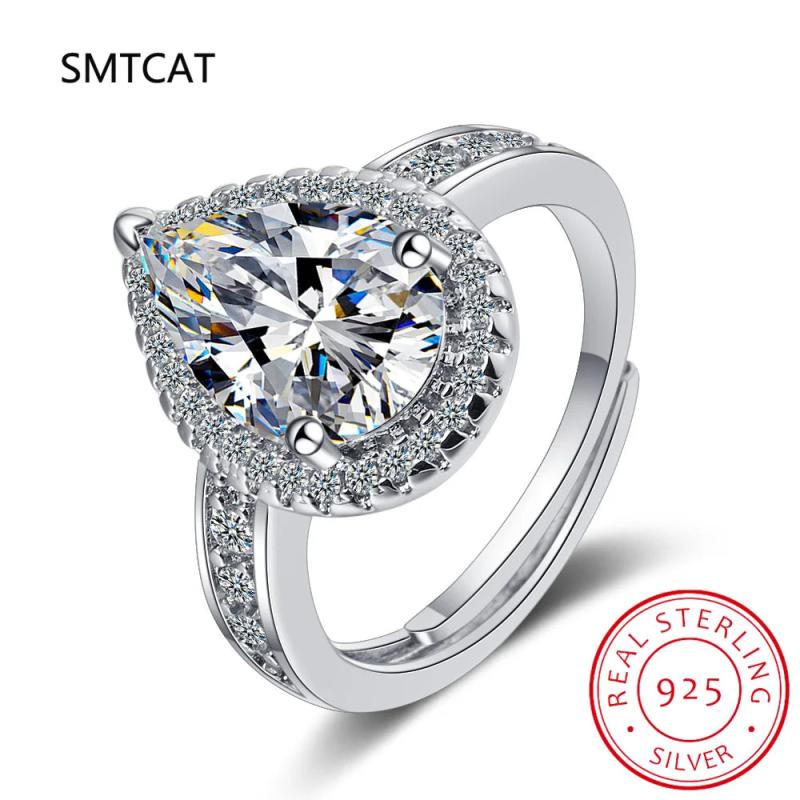925 Silver Ring Water Drop Moissanite Citrine Engagement Jewelry