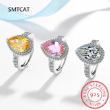 925 Silver Ring Water Drop Moissanite Citrine Engagement Jewelry