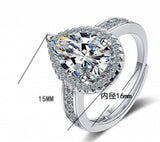 925 Silver Ring Water Drop Moissanite Citrine Engagement Jewelry