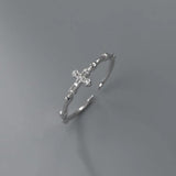 925 Sterling Silver CZ Opening Ring Vintage Cross Ring Party Jewelry