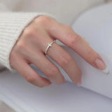 925 Sterling Silver CZ Opening Ring Vintage Cross Ring Party Jewelry