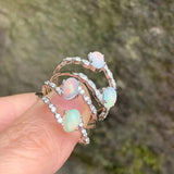 Natural Opal Ring Stone Female Rings Jewelry for Women Gift
