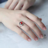 925 Sterling Silver Fox Ring Garnet Zircon Vintage Jewelry