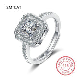 Moissanite Diamond Square Ring D 1CT 2CT Real 925 Sterling Silver For Women Wedd