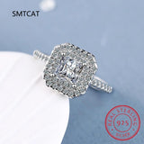 Moissanite Diamond Square Ring D 1CT 2CT Real 925 Sterling Silver For Women Wedd