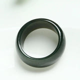 Hetian Cyan Jade Ring Fine Jewelry Gemstone Amulet Holiday Women Men