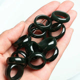Hetian Cyan Jade Ring Fine Jewelry Gemstone Amulet Holiday Women Men