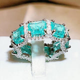 Colorful Moissanite Zircon Ring Wedding Band Rings For Women