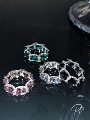 Colorful Moissanite Zircon Ring Wedding Band Rings For Women