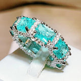 Colorful Moissanite Zircon Ring Wedding Band Rings For Women