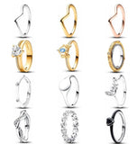 925 Silver Zircon Pumpkin Car Interwoven Ring Women's Jewelry