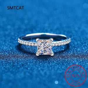 Princess Cut Moissanite Ring for Women S925 Silver Plated Pt950