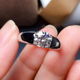 Solitaire Lab Moissanite Diamond Ring 925 Sterling Silver Men's Wedding Band