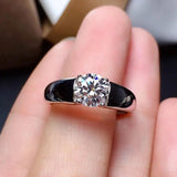 Solitaire Lab Moissanite Diamond Ring 925 Sterling Silver Men's Wedding Band