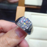 Solitaire Lab Moissanite Diamond Ring 925 Sterling Silver Men's Wedding Band