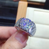 Solitaire Lab Moissanite Diamond Ring 925 Sterling Silver Men's Wedding Band