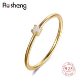 Opal Rings 925 Sterling Silver Vintage Thin Women Engagement Ring Wedding Band