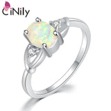 Fire Opal Ring with CZ 925 Sterling Silver Women's Wedding Jewelry