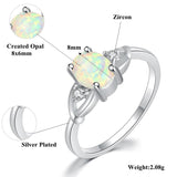 Fire Opal Ring with CZ 925 Sterling Silver Women's Wedding Jewelry
