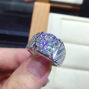 Men's Lab Moissanite Diamond Ring 925 Silver Engagement Wedding Band
